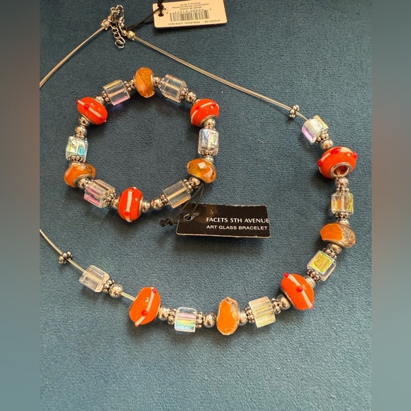 Facets 5th Avenue Art Glass Necklace & Bracelet Set NWT - Picture 2 of 2